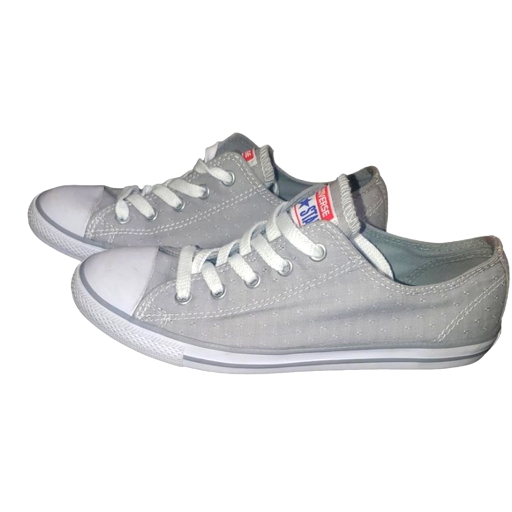 NWOT-RARE Converse All Star Dainty Grey Gray Stitched Pattern 547308F Sz…